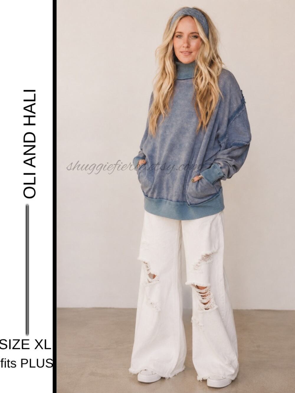 MSRP $84 ✨ Oli & Hali Mineral Wash Colorblock Sweatshirt – XL (Fits Plus Size) ✨